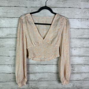 Urban Outfitters Floral Long Sleeve Crop Top Size Small